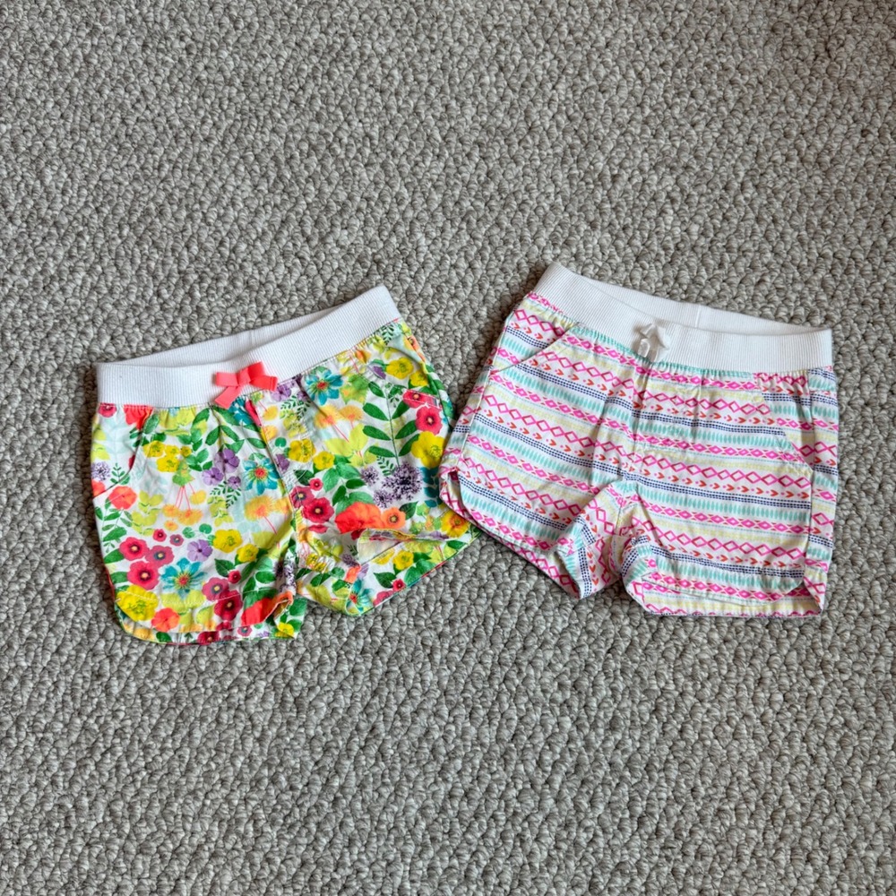Cherokee Girls Size‎ 2T Floral Stripes Shorts Set Play Summer